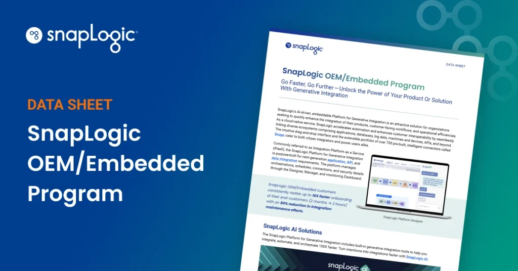 SnapLogic OEM/Embedded Program data sheet feature
