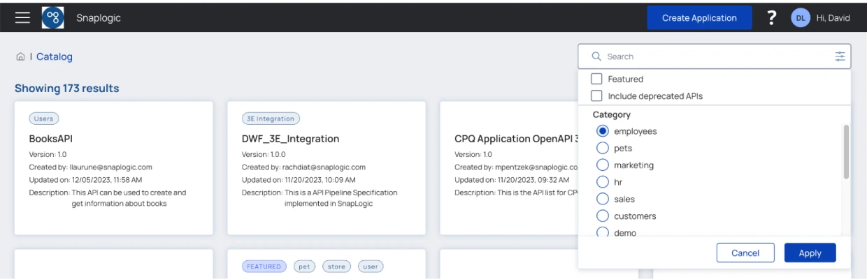 SnapLogi December 2023 Release: API categorization and filtering