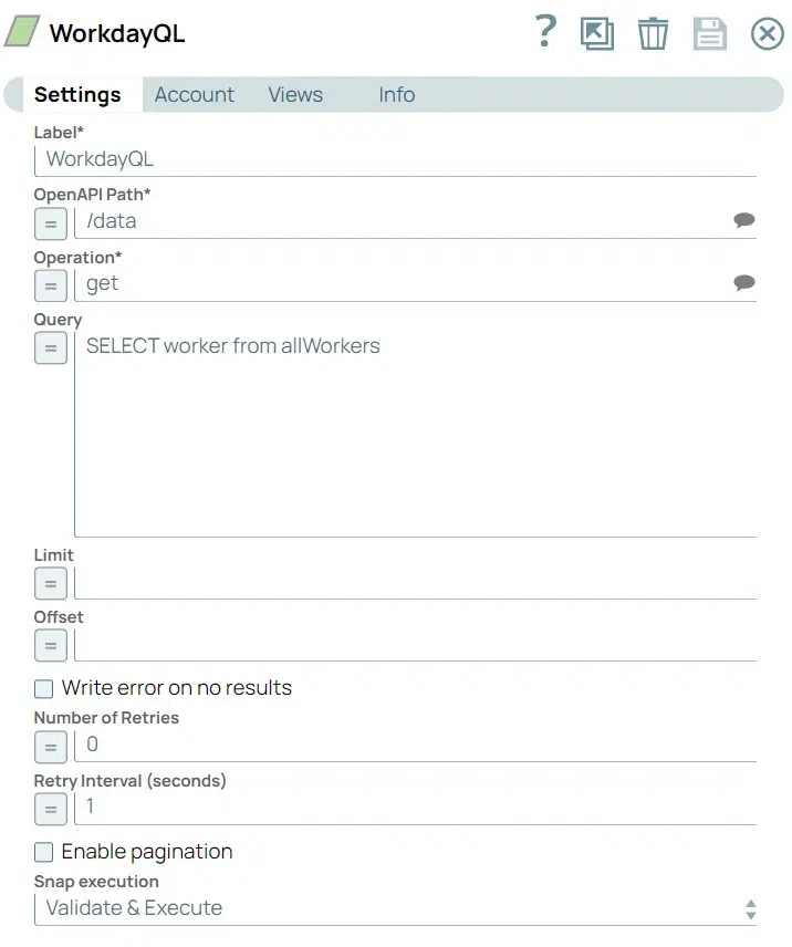 Mit Workday Query Language Snap können Sie ganz einfach Daten von bestimmten API-Endpunkten abrufen