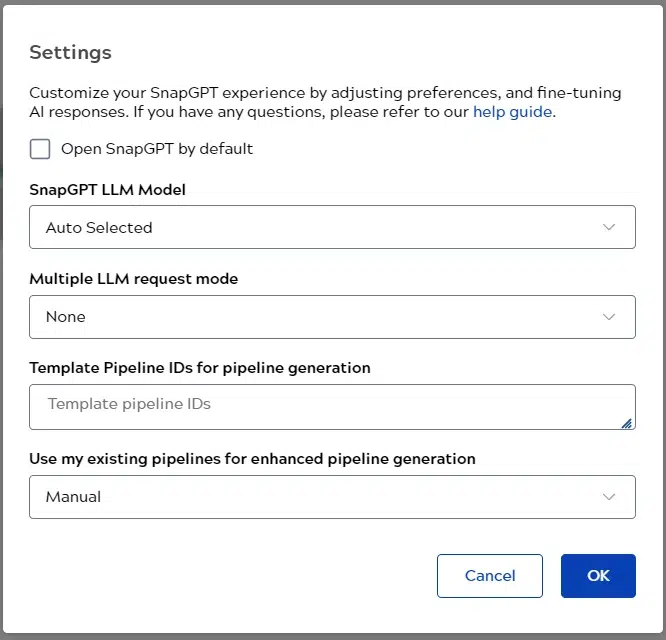 SnapGPT settings allow you to customize your SnapGPT experience