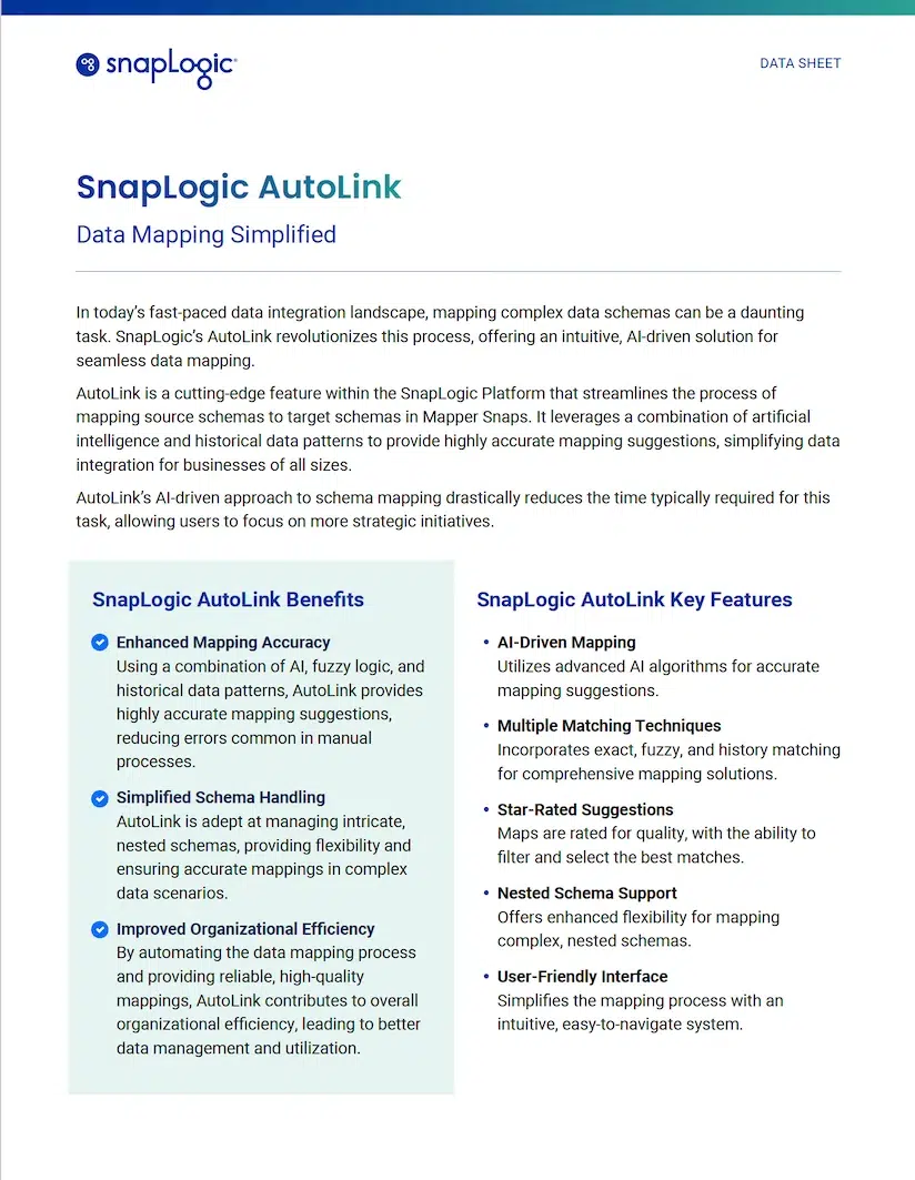 Scheda tecnica di SnapLogic AutoLink in miniatura