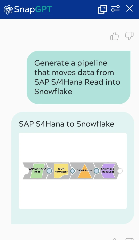 SnapGPT Générer un pipeline de SAP S/4Hana vers Snowflake