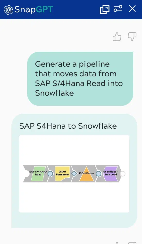 SnapGPT Générer un pipeline de SAP S/4Hana vers Snowflake