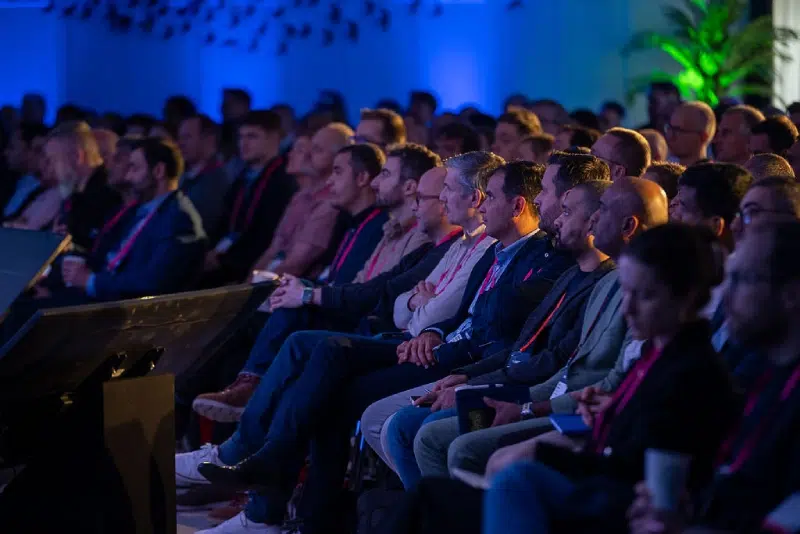 Crowd listening to keynote at IGT London