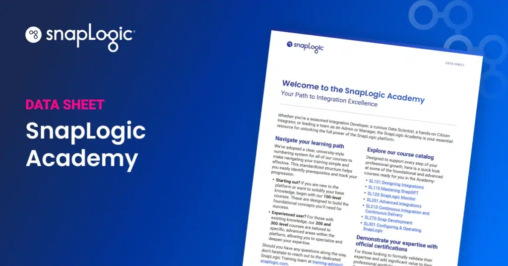 SnapLogic Academy Overview Data Sheet Feature