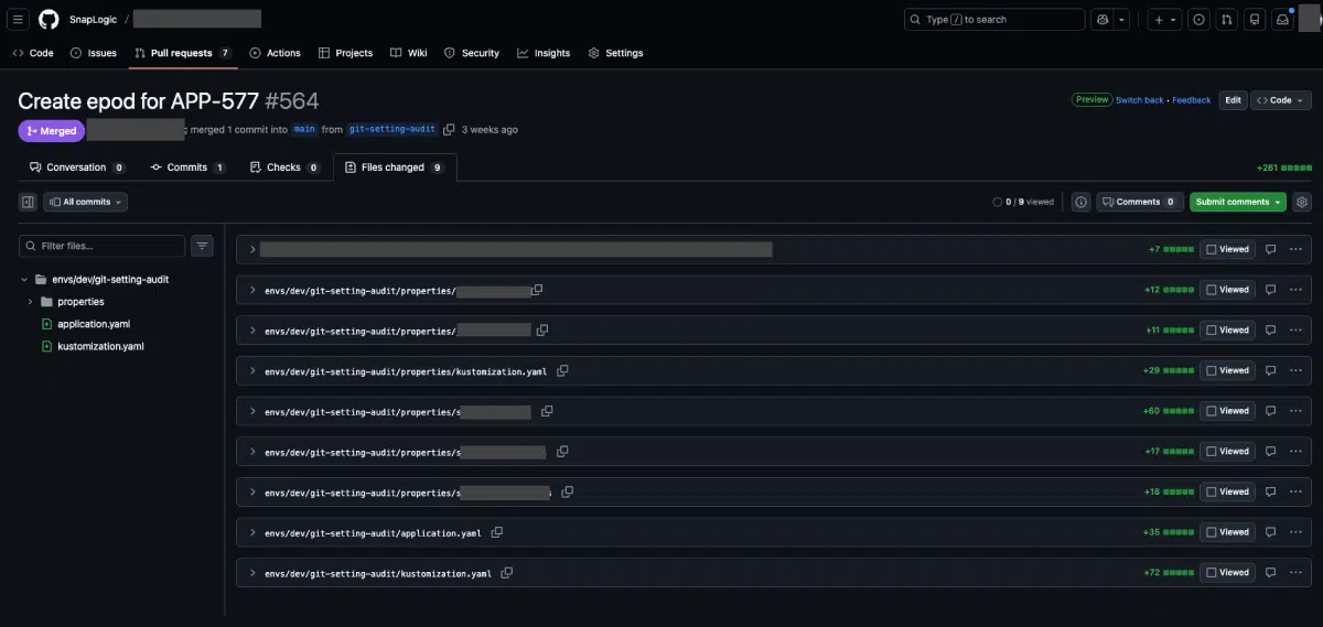 GitHub screen for pull request for an e-pod