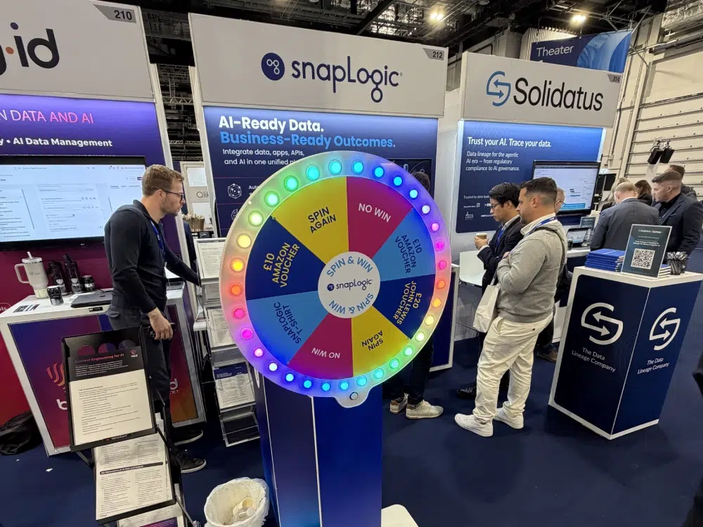 SnapLogic-Glücksrad am Stand von Gartner Data & Analytics in London