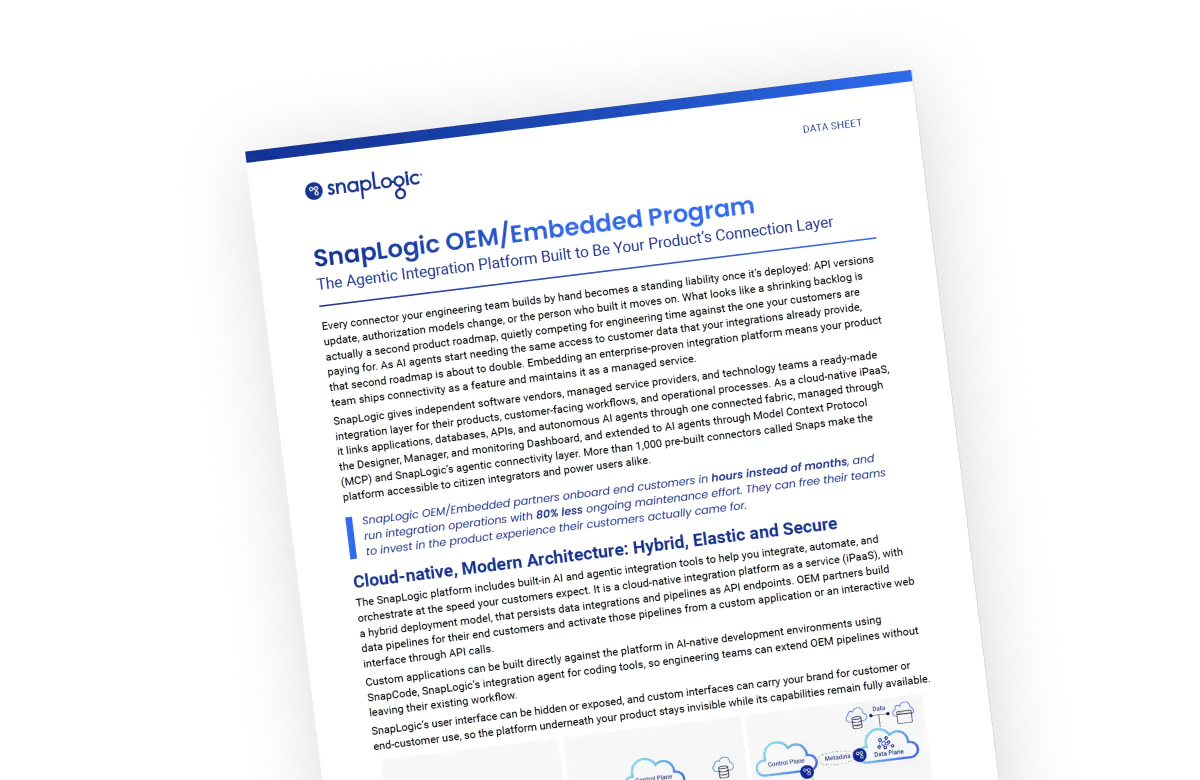 SnapLogic OEM Embedded Program Data Sheet Promo