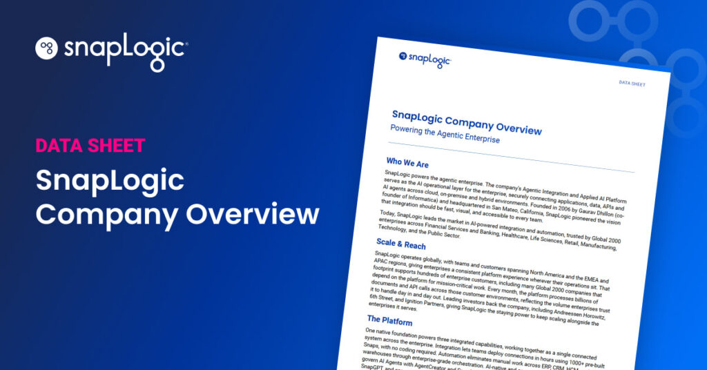SnapLogic Company Overview data sheet feature